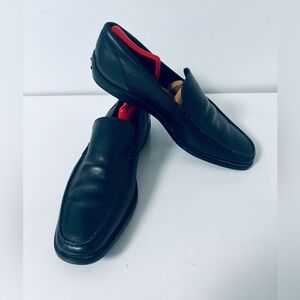 Tod's Black Leather Loafers with Red Accent
